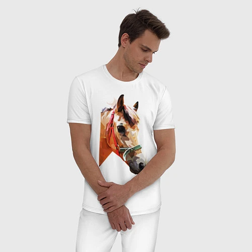 Мужская пижама Лошадь / Белый – фото 3
