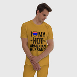 Пижама хлопковая мужская Люблю моего армянского мужа цвета горчичный — фото 2