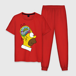 Пижама хлопковая мужская Мозг Гомера, цвет: красный