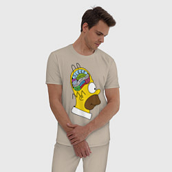 Пижама хлопковая мужская Мозг Гомера, цвет: миндальный — фото 2