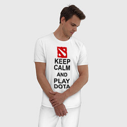 Пижама хлопковая мужская Keep Calm & Play Dota, цвет: белый — фото 2