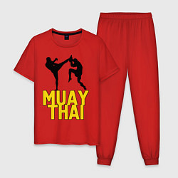 Пижама хлопковая мужская Muay Thai, цвет: красный
