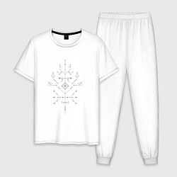Пижама хлопковая мужская Славянский узор V2, цвет: белый