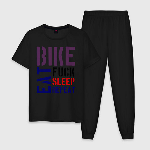 Мужская пижама Bike eat sleep repeat / Черный – фото 1