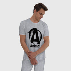 Пижама хлопковая мужская Animal Logo, цвет: меланж — фото 2