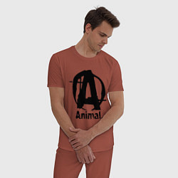 Пижама хлопковая мужская Animal Logo, цвет: кирпичный — фото 2
