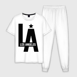 Пижама хлопковая мужская Los Angeles Star, цвет: белый