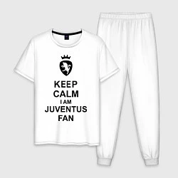 Пижама хлопковая мужская Keep Calm & Juventus fan, цвет: белый