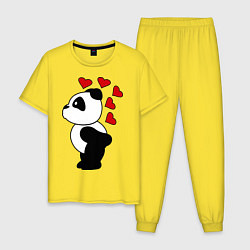 Пижама хлопковая мужская Поцелуй панды: для него, цвет: желтый