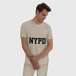 Пижама хлопковая мужская NYPD, цвет: миндальный — фото 2