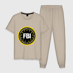 Пижама хлопковая мужская FBI Departament, цвет: миндальный