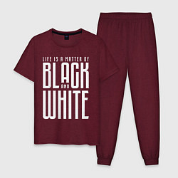 Пижама хлопковая мужская Juventus: Black & White, цвет: меланж-бордовый