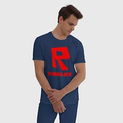 Пижама хлопковая мужская ROBLOX, цвет: тёмно-синий — фото 2