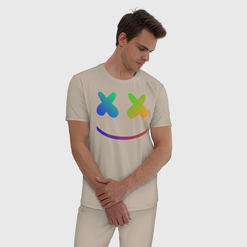 Мужская пижама Marshmello: Rainbow Face / Миндальный – фото 3