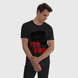 Пижама хлопковая мужская Love Papa Roach цвета черный — фото 2