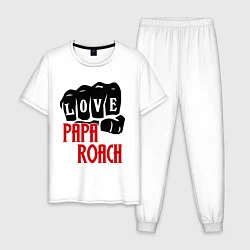 Пижама хлопковая мужская Love Papa Roach, цвет: белый
