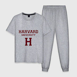 Пижама хлопковая мужская Harvard University, цвет: меланж