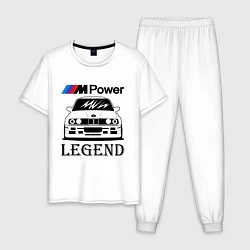 Пижама хлопковая мужская BMW Power LEGEND, цвет: белый