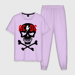 Пижама хлопковая мужская AC/DC Skull цвета лаванда — фото 1