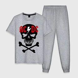 Пижама хлопковая мужская AC/DC Skull, цвет: меланж