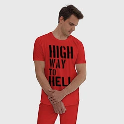 Пижама хлопковая мужская High way to hell, цвет: красный — фото 2