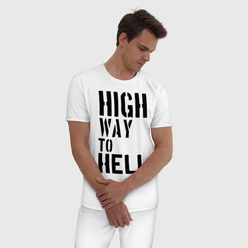 Мужская пижама High way to hell / Белый – фото 3