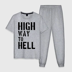 Пижама хлопковая мужская High way to hell, цвет: меланж