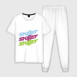Пижама хлопковая мужская Skillet Tricolor, цвет: белый