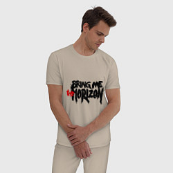 Пижама хлопковая мужская Bring me the horizon, цвет: миндальный — фото 2