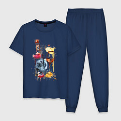 Пижама хлопковая мужская Винишко, цвет: тёмно-синий