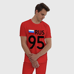 Пижама хлопковая мужская RUS 95, цвет: красный — фото 2