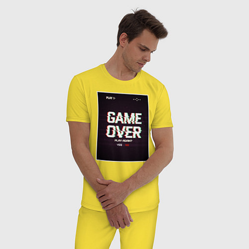 Мужская пижама Game Over: Glitch Effect / Желтый – фото 3
