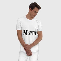 Пижама хлопковая мужская Misfits logo, цвет: белый — фото 2