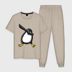 Пижама хлопковая мужская DAB Pinguin, цвет: миндальный