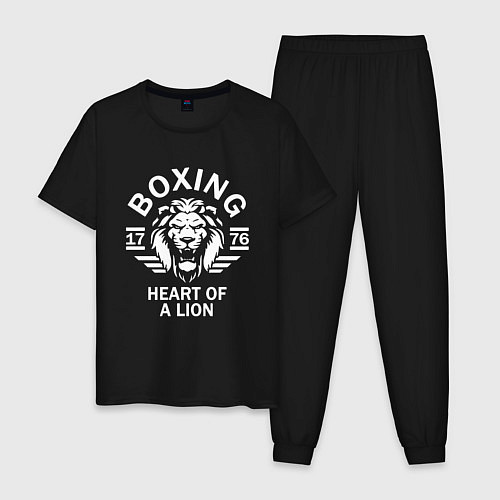 Мужская пижама Бокс - сердце льва / Черный – фото 1