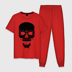 Пижама хлопковая мужская Злобный череп цвета красный — фото 1