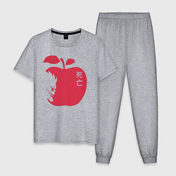 Пижама хлопковая мужская Тетрадь Смерти - Рюк и яблоко, цвет: меланж
