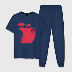 Пижама хлопковая мужская Тетрадь Смерти - Рюк и яблоко, цвет: тёмно-синий