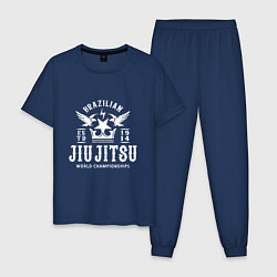 Пижама хлопковая мужская Джиу Джитсу, цвет: тёмно-синий