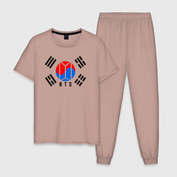 Пижама хлопковая мужская BTS KOREA, цвет: пыльно-розовый