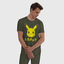Пижама хлопковая мужская Japanese Pika, цвет: меланж-хаки — фото 2