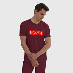 Пижама хлопковая мужская SENPAI, цвет: меланж-бордовый — фото 2