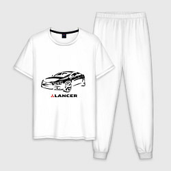 Пижама хлопковая мужская Mitsubishi lancer, цвет: белый