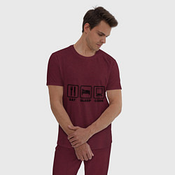 Пижама хлопковая мужская Eat sleep code (Ешь, Спи, Программируй) цвета меланж-бордовый — фото 2