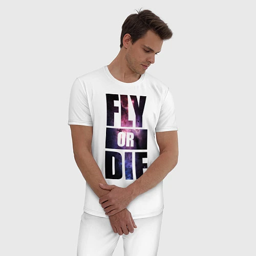 Мужская пижама Fly or Die: Space / Белый – фото 3