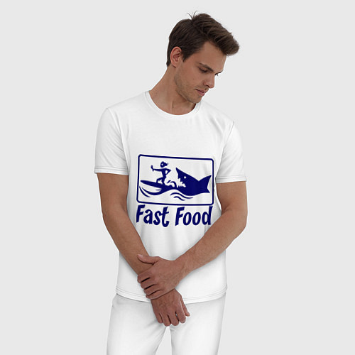 Мужская пижама Shark fast food / Белый – фото 3