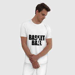 Пижама хлопковая мужская Basketball (Баскетбол), цвет: белый — фото 2