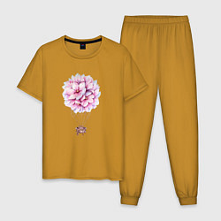 Пижама хлопковая мужская Воздушные Цветы, цвет: горчичный