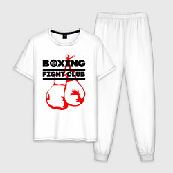 Пижама хлопковая мужская Boxing Fight club in Russia, цвет: белый