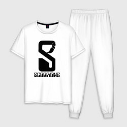 Пижама хлопковая мужская Scorpions logo, цвет: белый